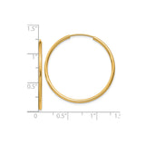 10k Yellow Gold Hoop Earrings, Classic Round Polished Finish, Lightweight Minimalist Style