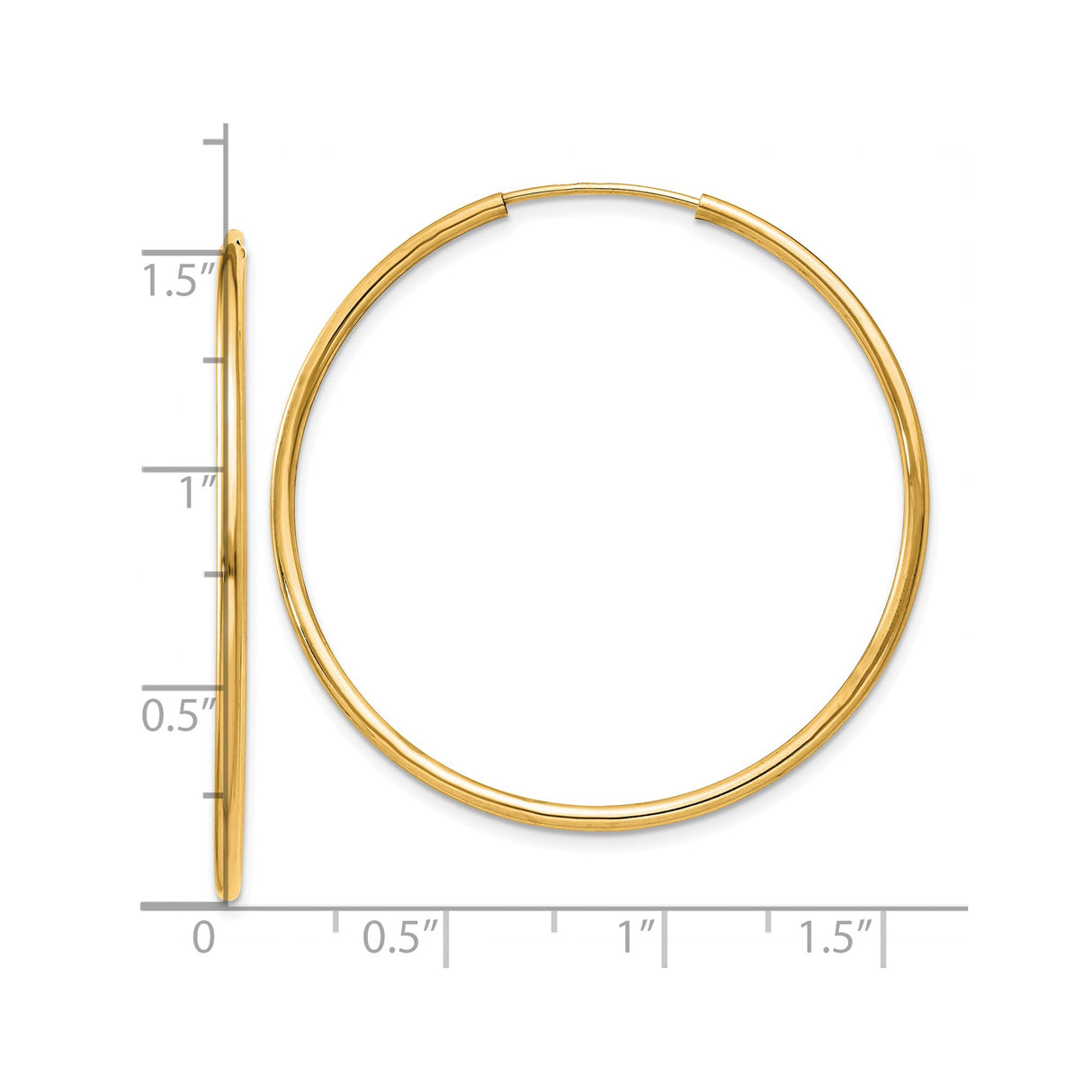 10k Yellow Gold Hoop Earrings, Classic Minimalist Round Design for Women