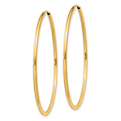10k Yellow Gold Hoop Earrings, Large Round Polished Minimalist Design for Women