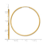 10k Yellow Gold Hoop Earrings, Large Round Polished Minimalist Design for Women