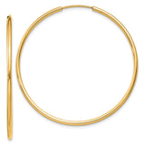 10k Yellow Gold Hoop Earrings, Large Round Polished Minimalist Design for Women