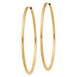 10k Yellow Gold Hoop Earrings, Large Smooth Polished Round Hoops for Women