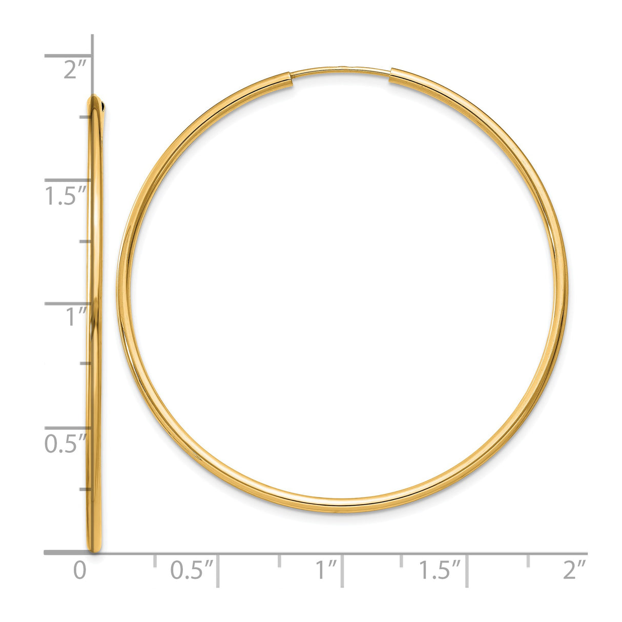 10k Yellow Gold Hoop Earrings, Large Smooth Polished Round Hoops for Women