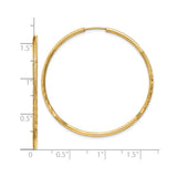 10k Yellow Gold Hoop Earrings, Diamond Cut Textured Polished Round Endless Style for Women