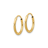 10k Yellow Gold Hoop Earrings with Diamond-Cut Leaf Pattern and Textured Finish