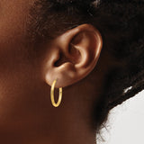 10k Yellow Gold Hoop Earrings, Textured Diamond Cut Round Hoops with Satin and Polished Finish