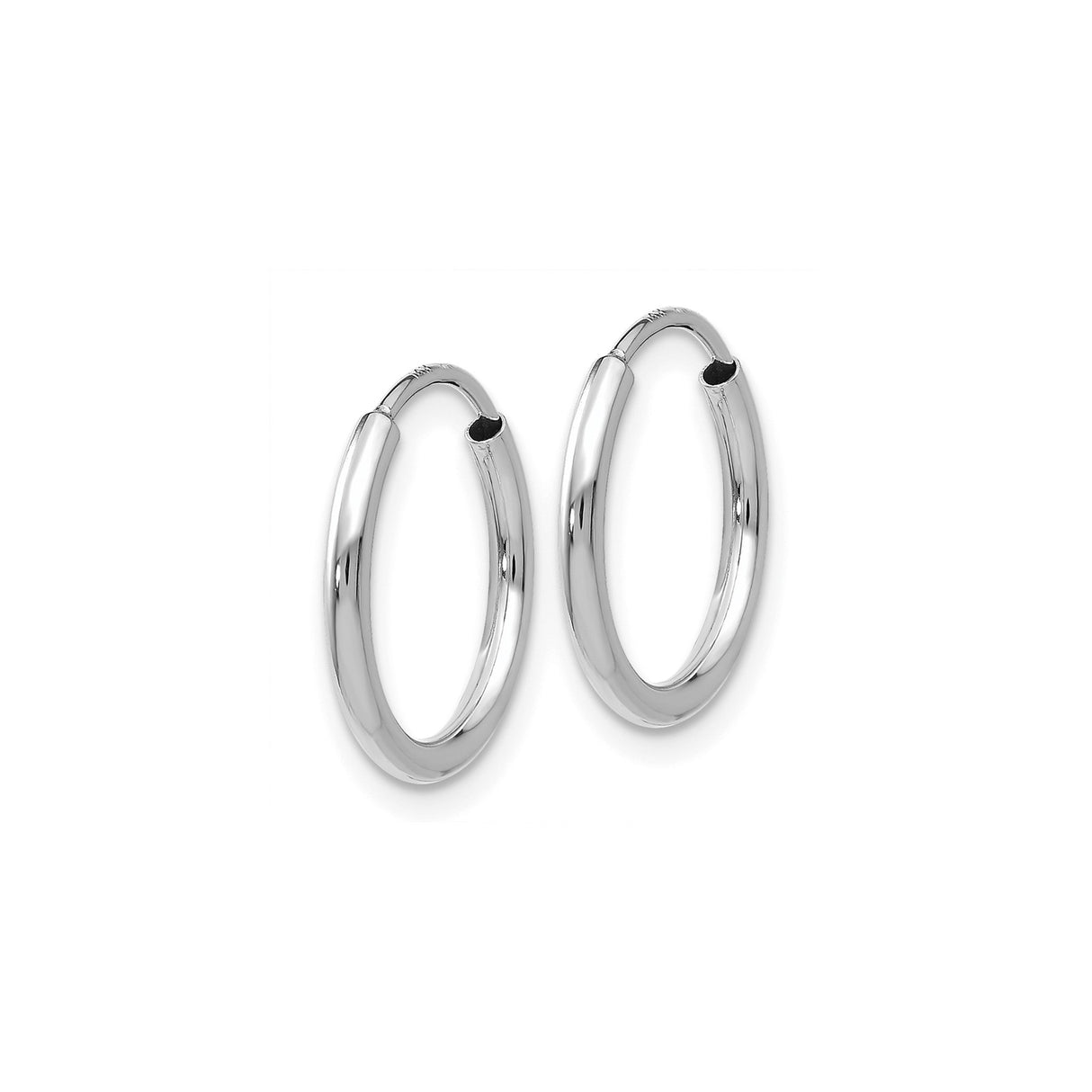 10k White Gold Hoop Earrings, Sleek Polished Minimalist Endless Style for Women and Men