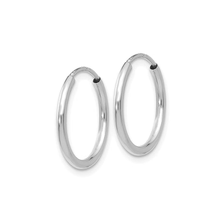 10k White Gold Hoop Earrings, Polished Endless Round Minimalist Design for Women