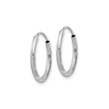 10k White Gold Hoop Earrings with Diamond-Cut Floral Detailing and Satin Finish