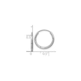 10k White Gold Hoop Earrings with Diamond-Cut Floral Detailing and Satin Finish