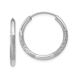 10k White Gold Hoop Earrings, Diamond-Cut Round Hoops with Polished Finish