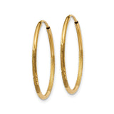 10k Yellow Gold Hoop Earrings, Diamond-Cut Textured Round Hoops with Polished Finish
