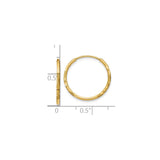 10k Yellow Gold Hoop Earrings, Diamond Cut Textured Endless Hoops, Polished Lightweight Classic Style