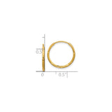 10k Yellow Gold Hoop Earrings, Round Endless Design with Polished and Textured Finish