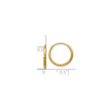10k Yellow Gold Hoop Earrings, Textured Diamond Cut, Polished Finish, Lightweight Endless Style