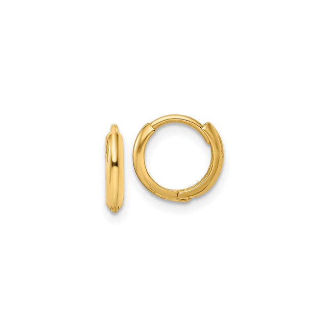 10k Yellow Gold Small Hoop Earrings, Polished Finish, Lightweight Minimalist Design