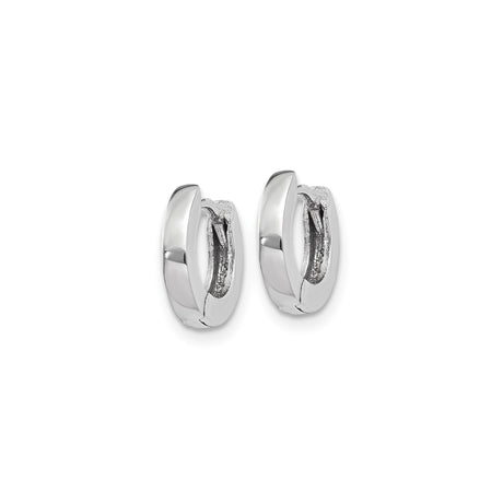 10k White Gold Huggie Hoop Earrings, Small Round Minimalist Design for Men or Women
