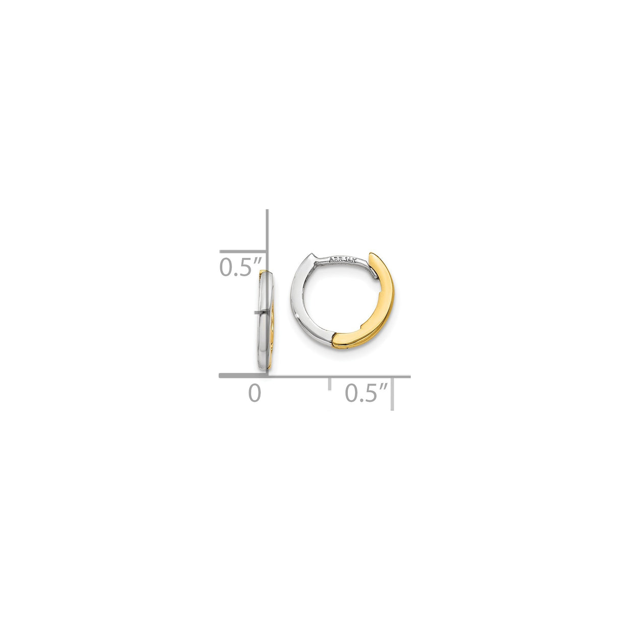 10k Yellow Gold Hoop Earrings, Two-Tone Polished Huggie Style, Unisex Design