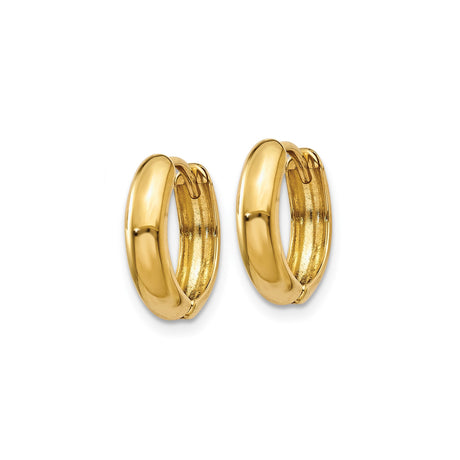 10k Yellow Gold Small Hoop Earrings, Polished Lightweight Huggie Style for Women