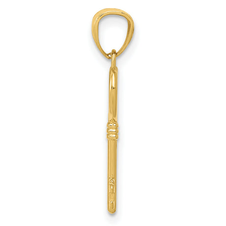 10k Yellow Gold Heart Key Pendant with Openwork Design, Romantic Charm for Women