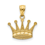 10k Yellow Gold Crown Pendant Charm, Royal Design Symbol of Power and Confidence, Unisex Jewelry