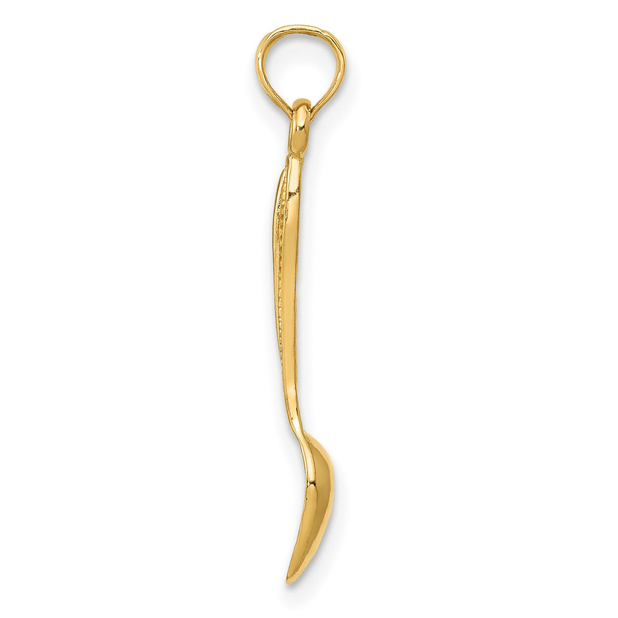 10k Yellow Gold Spoon Pendant Charm, Miniature Culinary Design, Unisex Jewelry