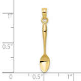 10k Yellow Gold Spoon Pendant Charm, Miniature Culinary Design, Unisex Jewelry