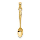 10k Yellow Gold Spoon Pendant Charm, Miniature Culinary Design, Unisex Jewelry