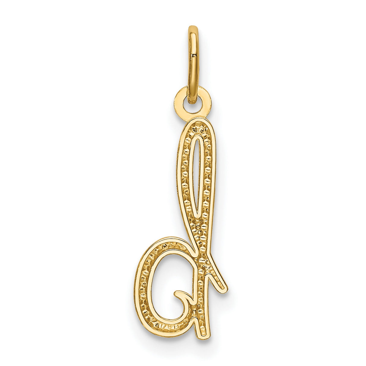 10k Yellow Gold Script Letter B Pendant, Polished Cursive Initial Charm for Women