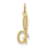 10k Yellow Gold Script Letter B Pendant, Polished Cursive Initial Charm for Women