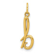 10k Yellow Gold Script Letter B Pendant, Polished Cursive Initial Charm for Women