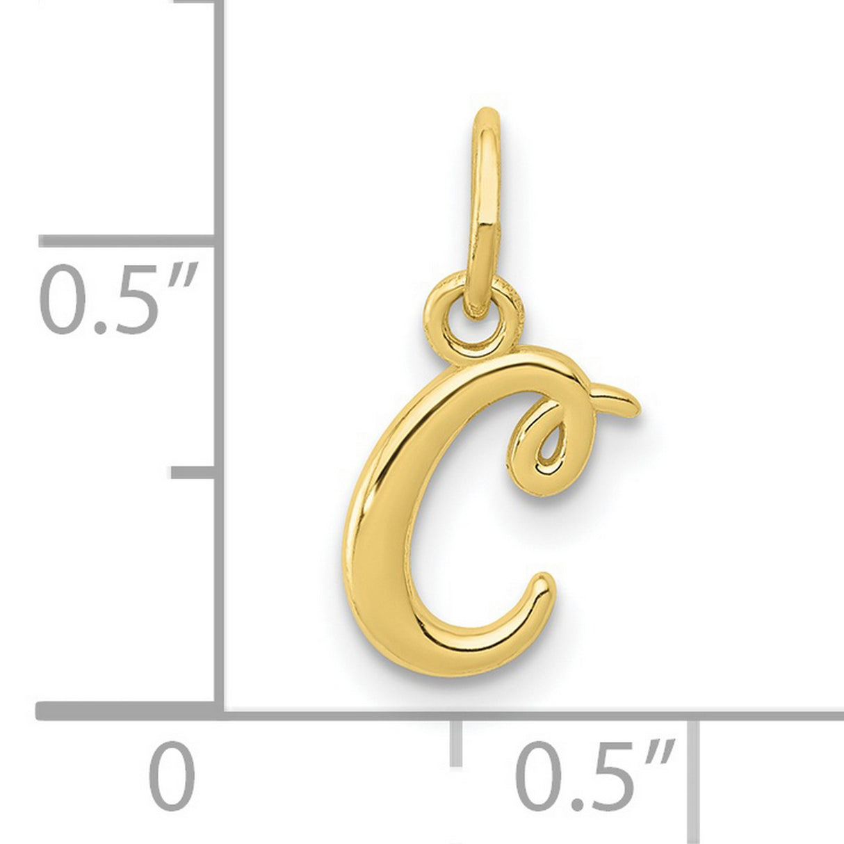 10k Yellow Gold Initial Pendant, Cursive Letter C Charm, Dainty Monogram Jewelry for Women