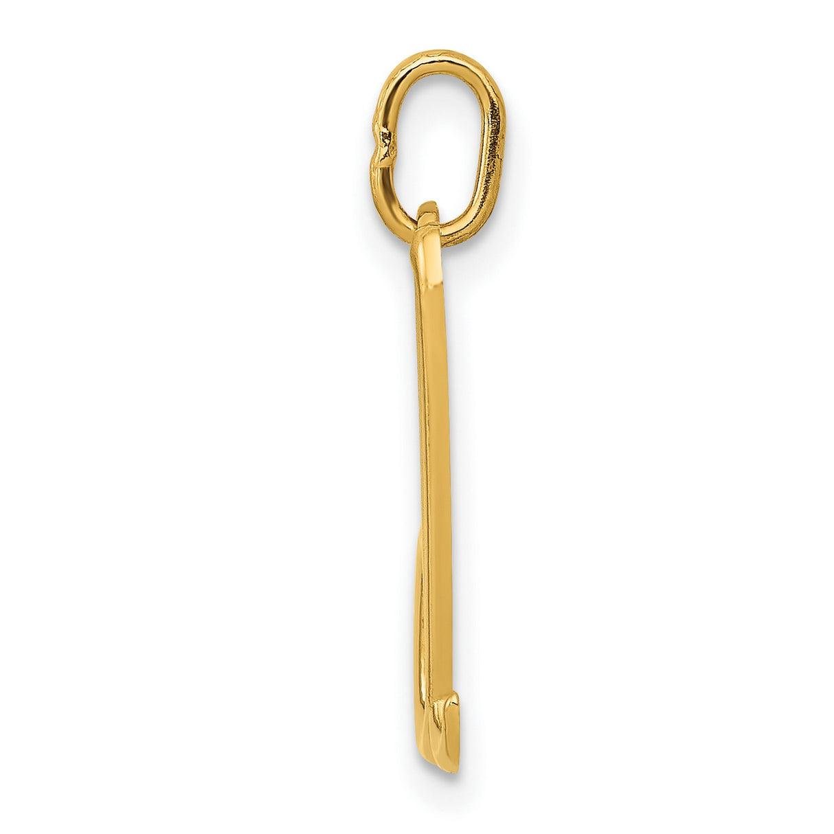 10k Yellow Gold Script L Pendant, Polished Cursive Initial Charm for Women