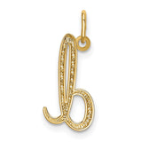 10k Yellow Gold Script L Pendant, Polished Cursive Initial Charm for Women