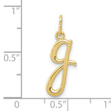 10k Yellow Gold Letter G Pendant Charm, Script Cursive Alphabet Design for Women or Unisex Wear