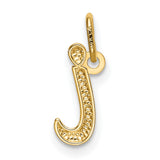10k Yellow Gold Pendant, Lowercase Letter J Script Initial Charm for Women