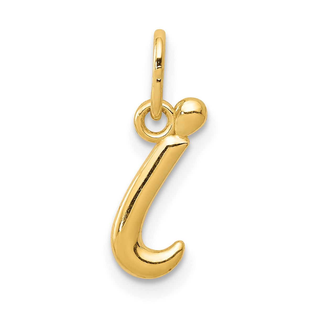 10k Yellow Gold Pendant, Lowercase Letter J Script Initial Charm for Women