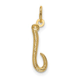 Letter j Initial Charm Pendant in Real 10k Yellow Gold