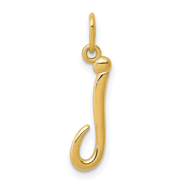 Letter j Initial Charm Pendant in Real 10k Yellow Gold