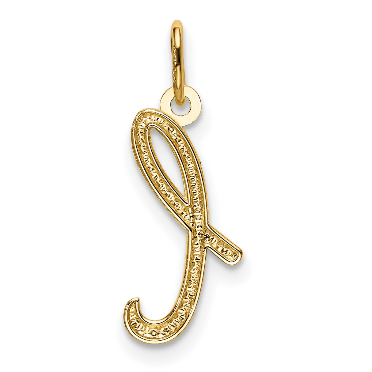 10k Yellow Gold Letter L Pendant, Polished Script Initial Charm for Women