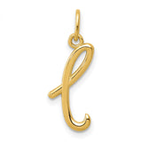 10k Yellow Gold Letter L Pendant, Polished Script Initial Charm for Women