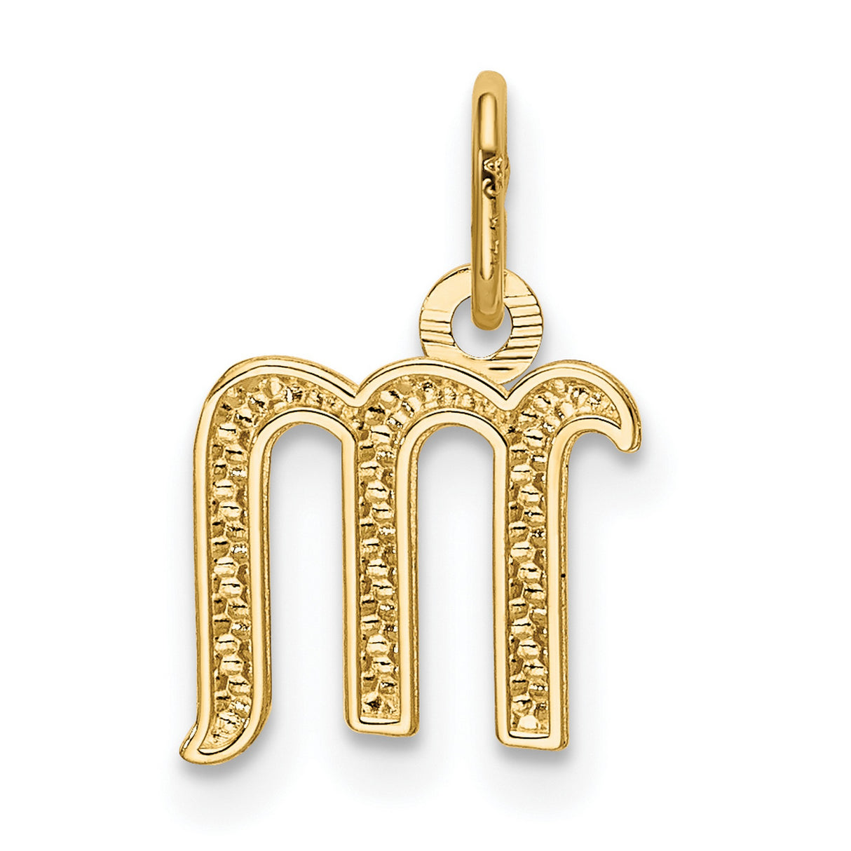 10k Yellow Gold Virgo Zodiac Pendant, M Symbol Charm, Astrology Horoscope Talisman for Women or Unisex