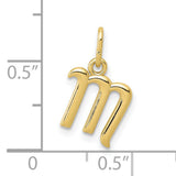 10k Yellow Gold Virgo Zodiac Pendant, M Symbol Charm, Astrology Horoscope Talisman for Women or Unisex