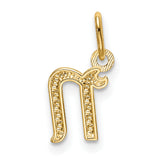 10k Yellow Gold Hebrew Mem Pendant, Jewish Faith Symbol Charm for Women or Unisex Wear