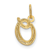 10k Yellow Gold Pendant, Script Letter O Initial Charm, Polished Cursive Design for Women