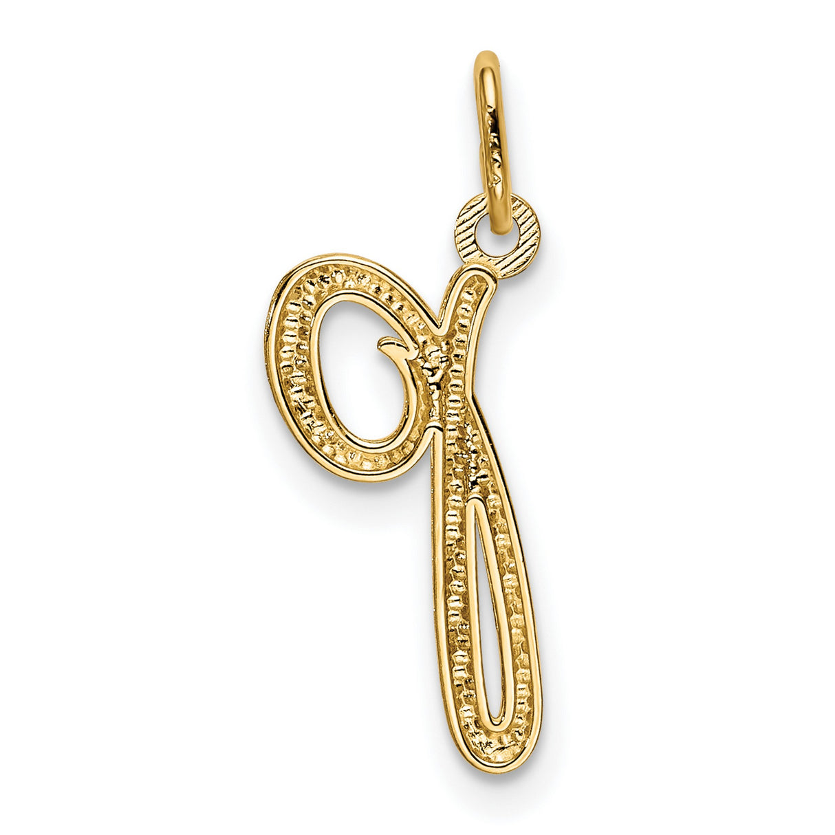 10k Yellow Gold Letter P Pendant, Script Initial Charm for Women, Polished Finish
