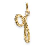 10k Yellow Gold Letter P Pendant, Script Initial Charm for Women, Polished Finish