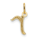 10k Yellow Gold Script Letter K Pendant Charm, Polished Cursive Monogram for Women
