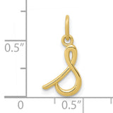 Letter s Initial Charm Pendant in Real 10k Yellow Gold