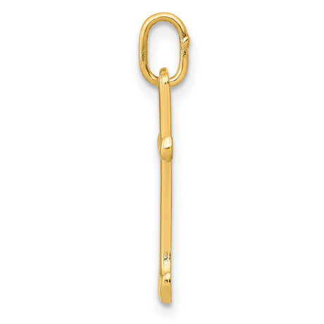 Letter t Initial Charm Pendant in Real 10k Yellow Gold